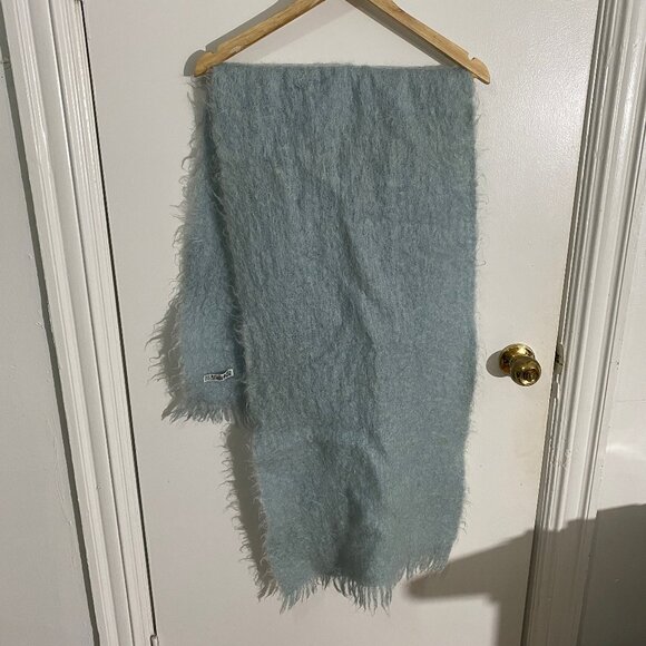 Vintage Mohair/Wool Large Scarf- blue - Picture 1 of 5